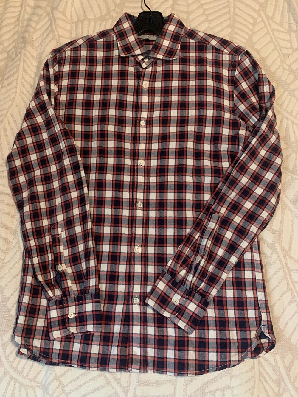 MNG Plaid Button-Down Shirt - Red, Blue & White, Women’s XS